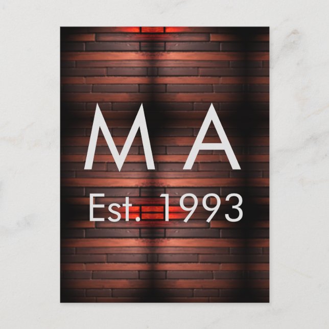 Brown rustic brick stone add name letter year date vykort (Framsida)