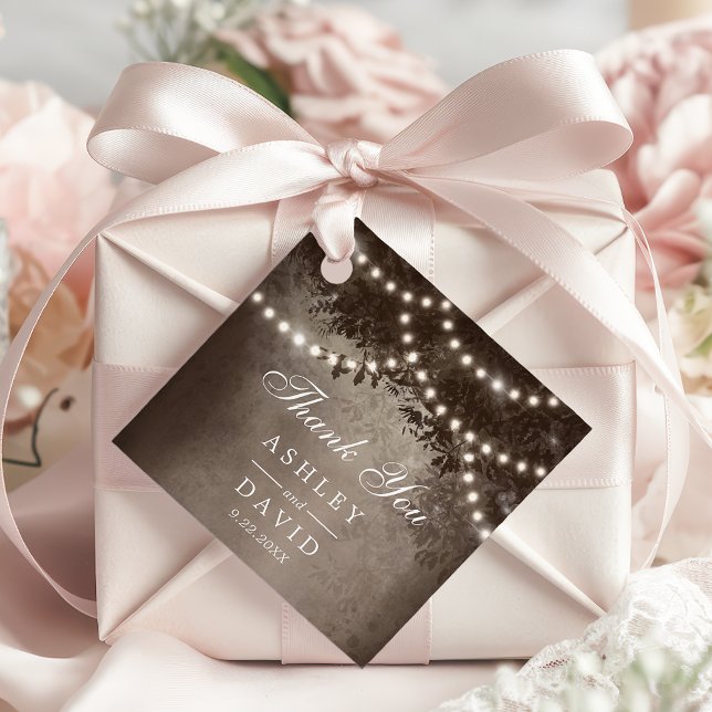 Brown Rustic Träd Canopy Ljus Woodland Bröllop Gåvor Etiketter (Skapare uppladdad)