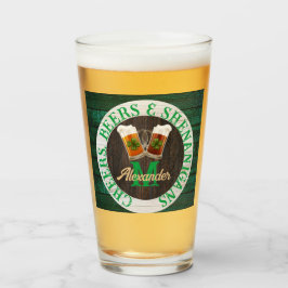 Brown Rustic Wood Cheers Öl Shenanigans Flaska Glaskopp