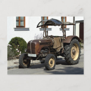 Brown Rusty Tractor Vykort