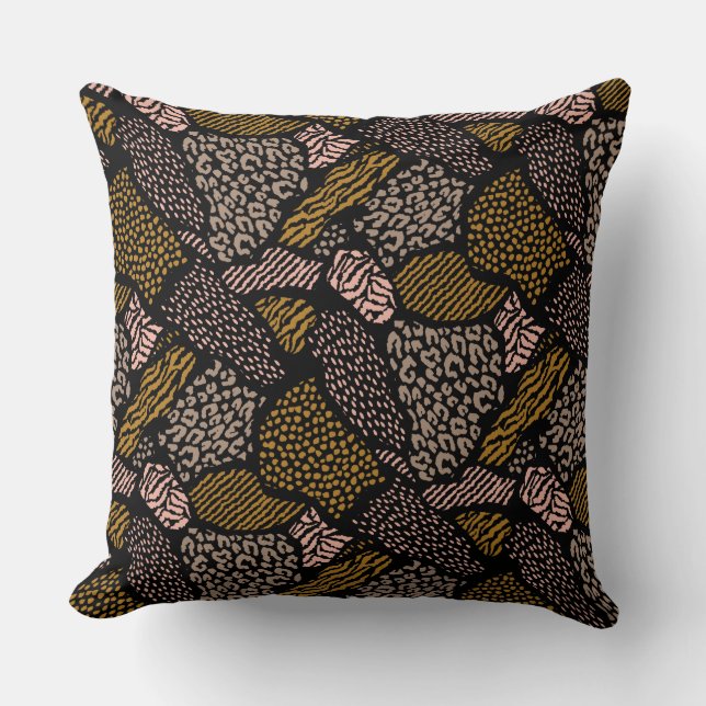 Brown Safari Animal Print Kudde (Framsida)