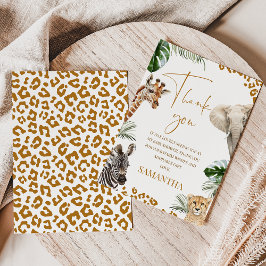 Brown Safari Wild One Baby Shower Thank You Card Tack Kort
