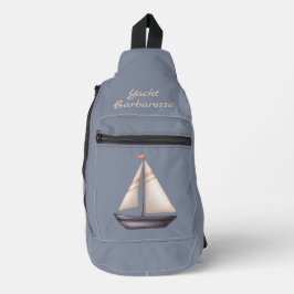 Brown Sailing Boat and Name on Gray