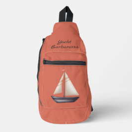 Brown Sailing Boat and Name on Red