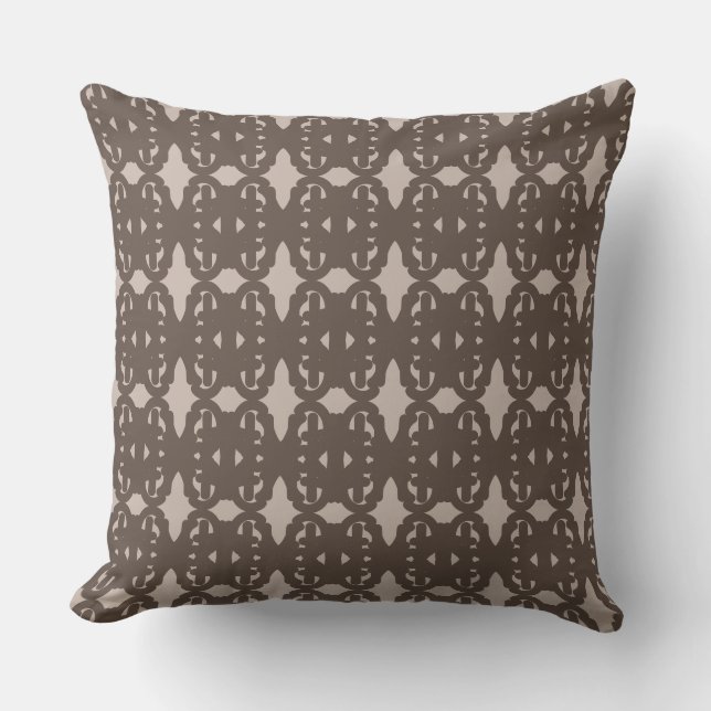 Brown & Sand Beige Mediterranean Titta Mönster Kudde (Framsida)
