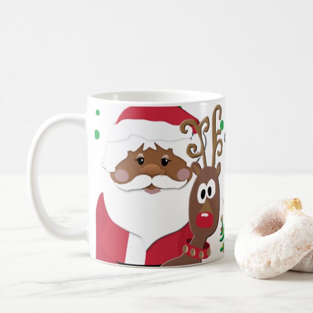 Brown Santa och Rudolph leker jul Mugg (Med munk)
