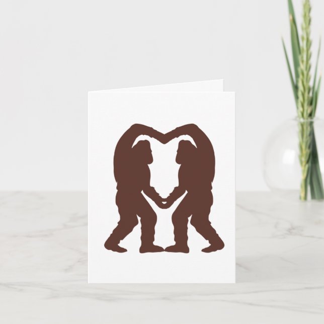 Brown Sasquatch Heart Silhouette Kort (Framsida)