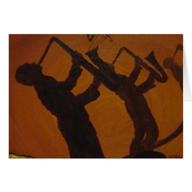 Brown Saxiphone Art Jazz Hälsningskort (Framsidan Horizontal)