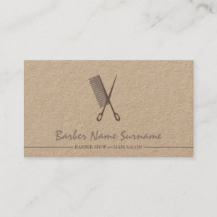 Brown Scissor Hair Comb Barber shop Modern Visitkort
