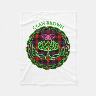 Brown Scottish Tartan Celtic Thistle Fleecefilt