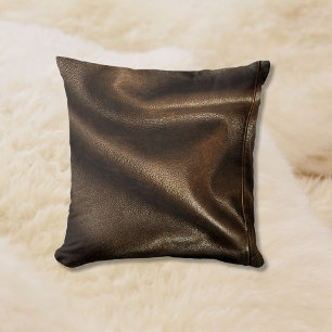 Brown Shiny Faux Leather Kudde