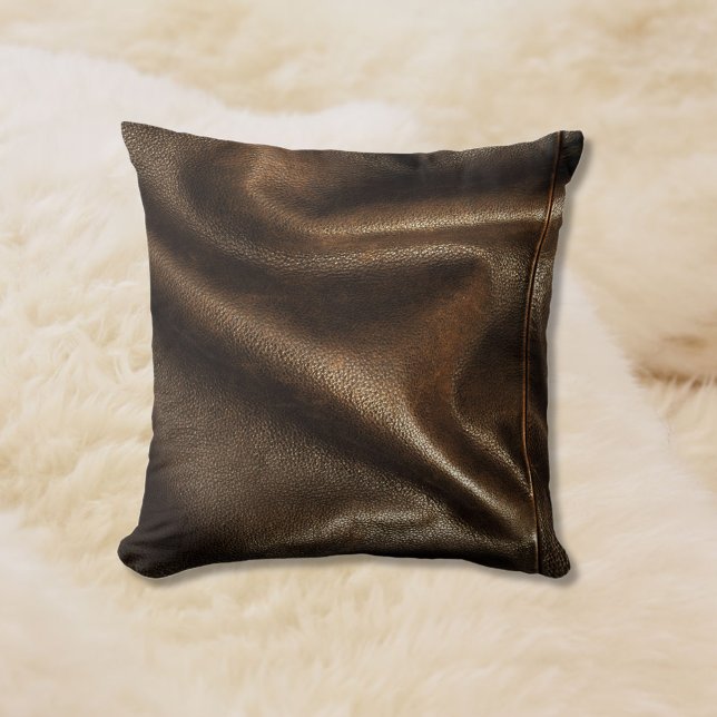 Brown Shiny Faux Leather Kudde (Skapare uppladdad)