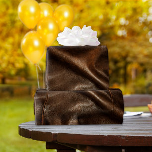 Brown Shiny Faux Leather Presentpapper