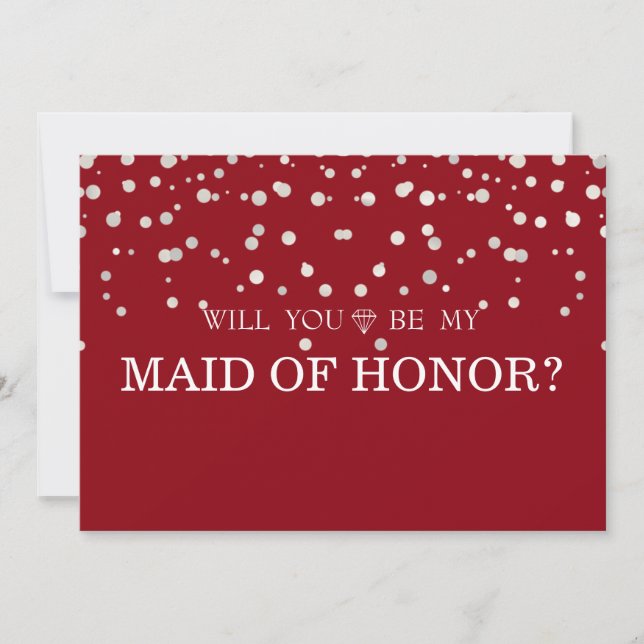 Brown Silver Glitter ska du vara min MAID OF HONOR Inbjudningar (Framsida)