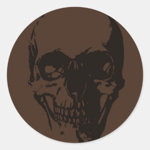 Brown Skull Runt Klistermärke