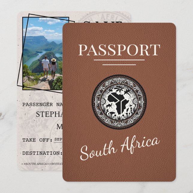 Brown South Afrika Passport Spara Datumet (Fram/baksida)