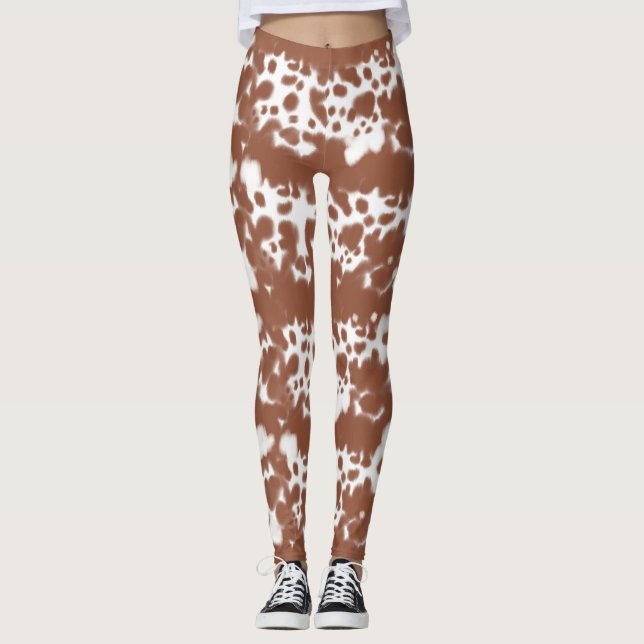 Brown spotted cow hide leggings (Framsida)
