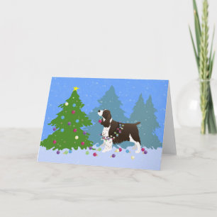 Brown Springer spanel Decoration Julgran Helgkort