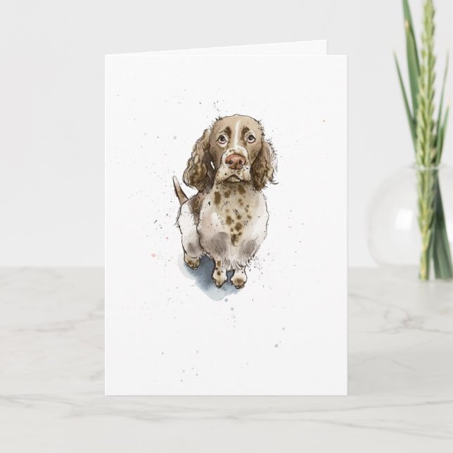 Brown Springer Spanel illustration Hund Birthday Kort (Framsida)