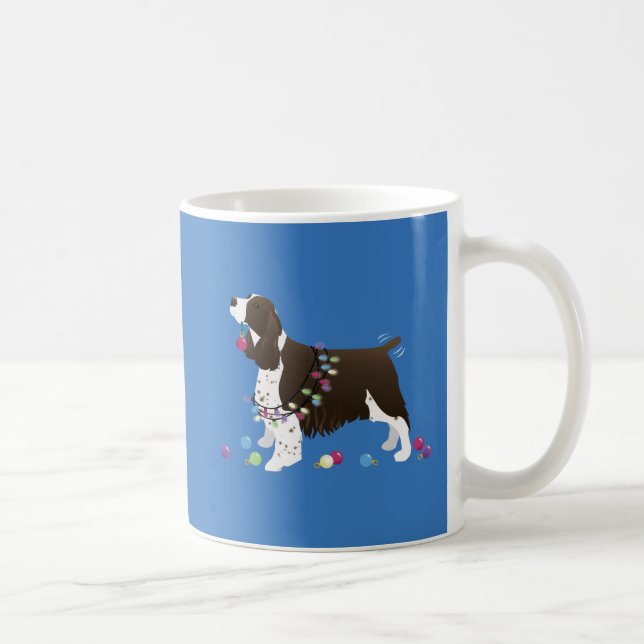 Brown Springer Spaniel Jul Illustration Kaffemugg (Höger)