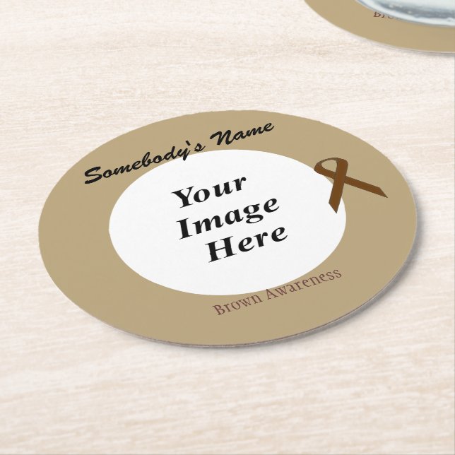 Brown Standard Ribbon Template by Kenneth Yoncich Underlägg Papper Rund (Vinklad)