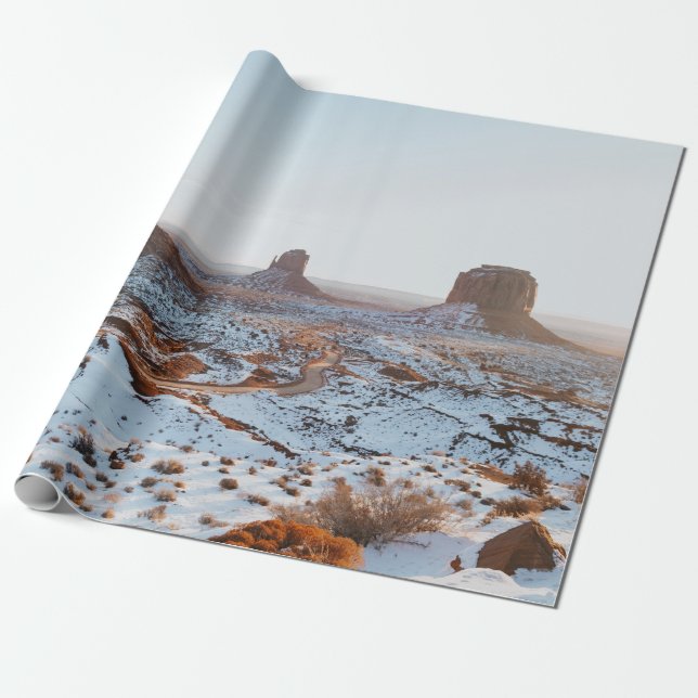 BROWN STEN FORMATION PÅ VITE SNÖ-OMRÅDE  PRESENTPAPPER (Utrullad)