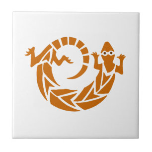 Brown Stencil Gecko Tile Kakelplatta