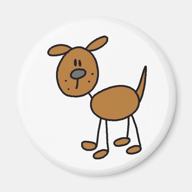 Brown Stick figur Hund Magnet (Framsidan)