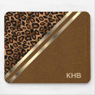 Brown Stitch Faux Leather & Leopard - Monogram Musmatta