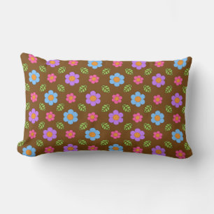 Brown Stollig Blommigt Pillow Lumbarkudde