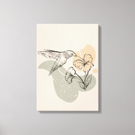 Brown Stylist Colibri Bird Illustration Canvas