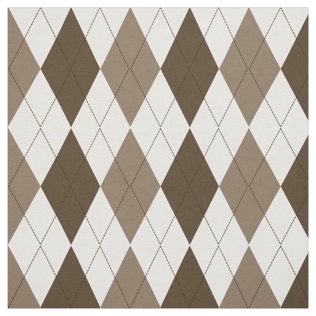 Brown | Suede | Vit rombisk argyle Mönster Tyg (Provkarta)