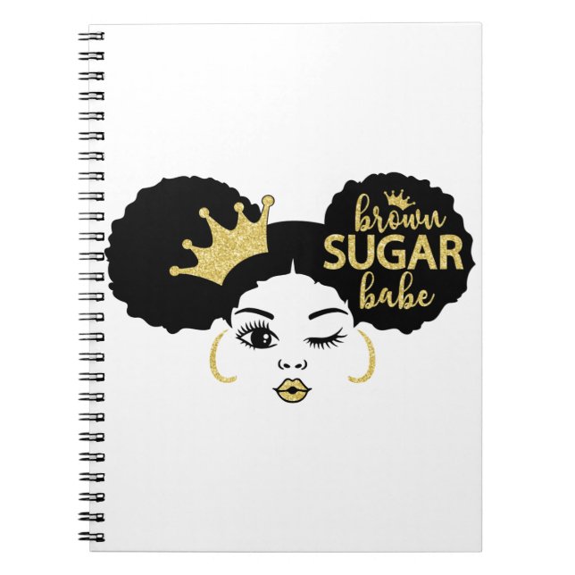 Brown Sugar Babe in Black och Guld Anteckningsbok (Framsidan)