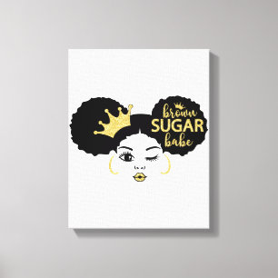Brown Sugar Babe in Black och Guld Canvastryck