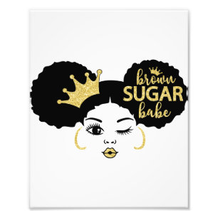Brown Sugar Babe in Black och Guld Fototryck