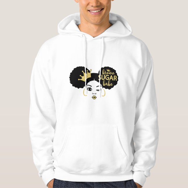 Brown Sugar Babe in Black och Guld Hoodie (Framsida)