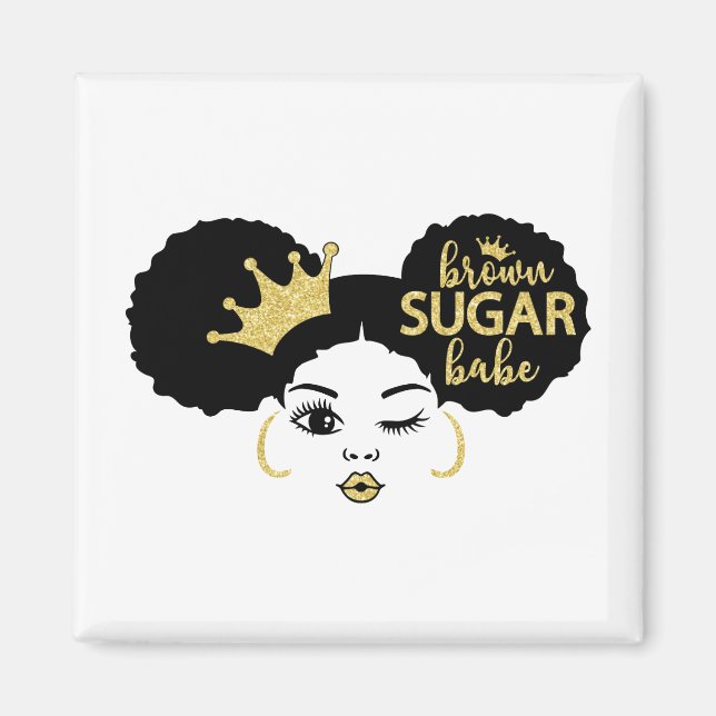 Brown Sugar Babe in Black och Guld Magnet (Framsidan)