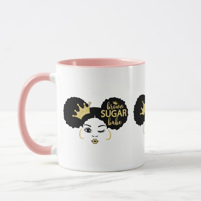 Brown Sugar Babe in Black och Guld Mugg (Vänster)