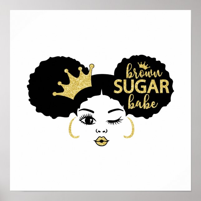 Brown Sugar Babe in Black och Guld Poster (Framsidan)