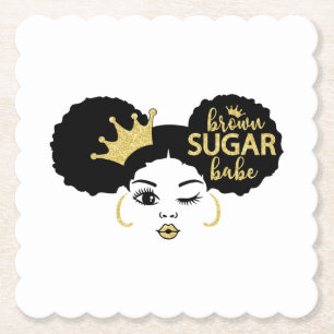 Brown Sugar Babe in Black och Guld Underlägg Papper