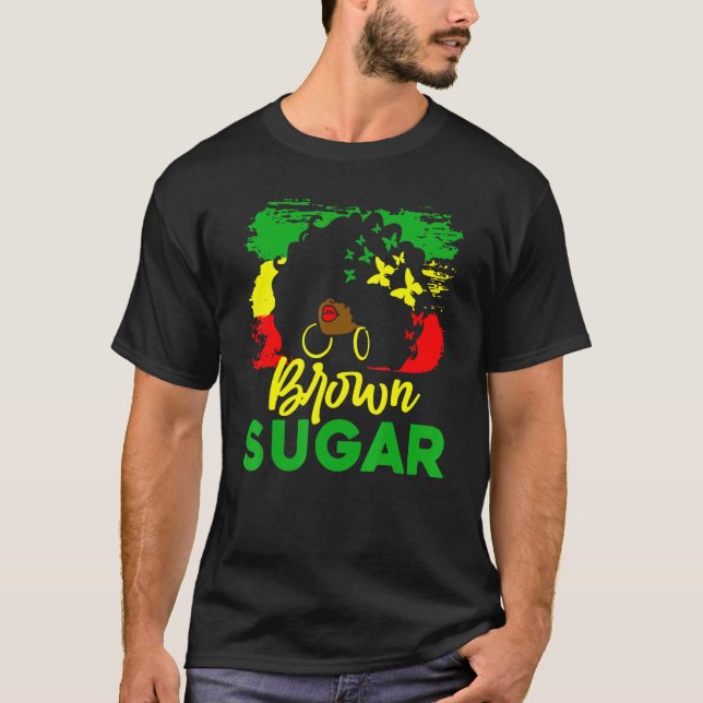 Brown Sugar Black Girl African Pride Black History T Shirt (Framsida)