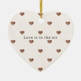 Brown Sugar Blush Pink Glitter Hearts Love Julgransprydnad Keramik