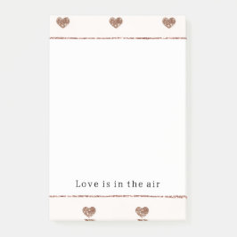 Brown Sugar Blush Pink Glitter Hearts  Post-it Block