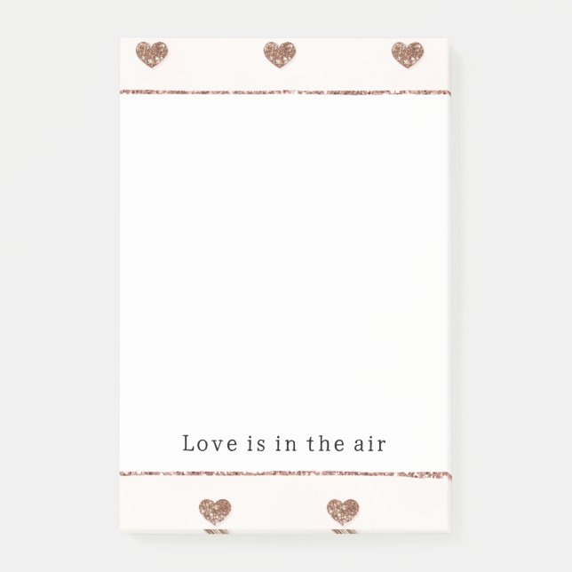 Brown Sugar Blush Pink Glitter Hearts  Post-it Block (Framsida)