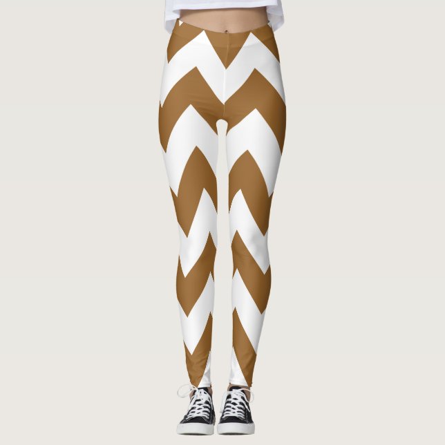 Brown Sugar Neutralt Chevrons Leggings (Framsida)