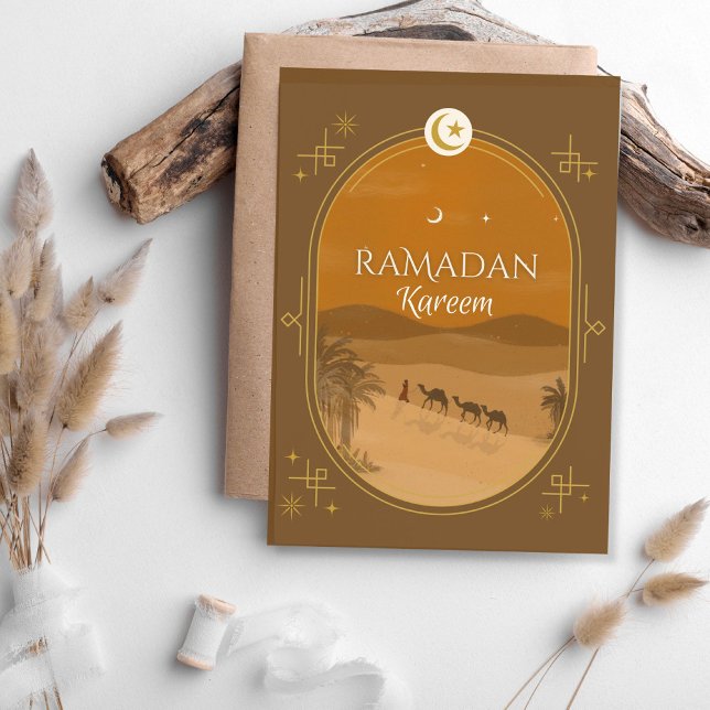 Brown Sunset Oasis Ramadan Greeting Card Kort (Skapare uppladdad)