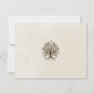 Brown Swirl Träd Distress Damask OSA Kort