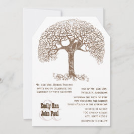 Brown Swirl Träd Love Bird Woodland Bröllop Inbjudningar