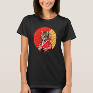 Brown Tabby katt Geisha Funny Pet Kimono T Shirt