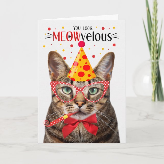 Brown Tabby katt MEOWvelous Birthday Kort (Framsida)